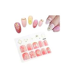 Nail Stickers White Pink 3D Gorgeous Shine Self Adhesive Nail Art Decal OC4